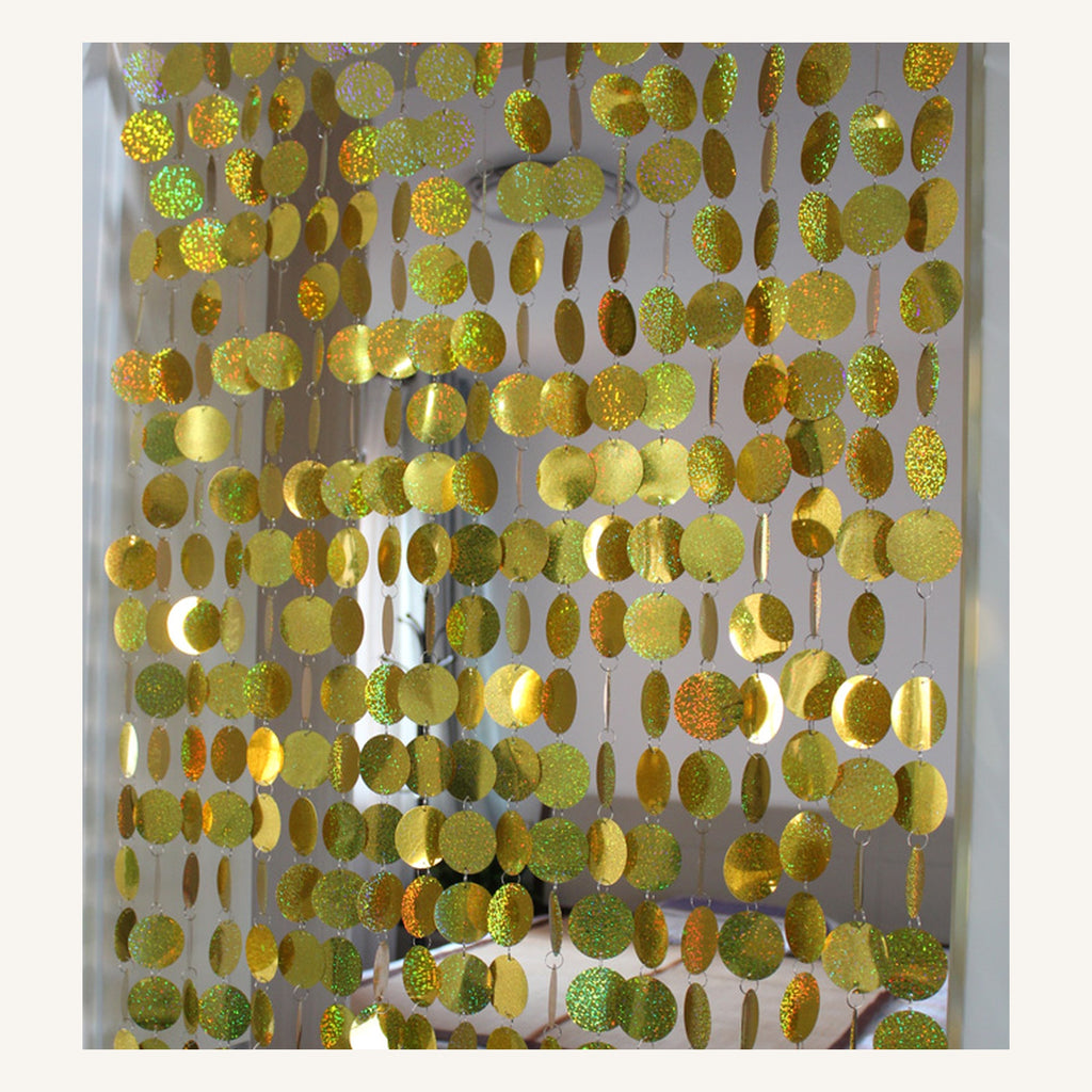 Rideau de fête à sequins ronds jaune paillettes, modèle Rond jaune paillettes