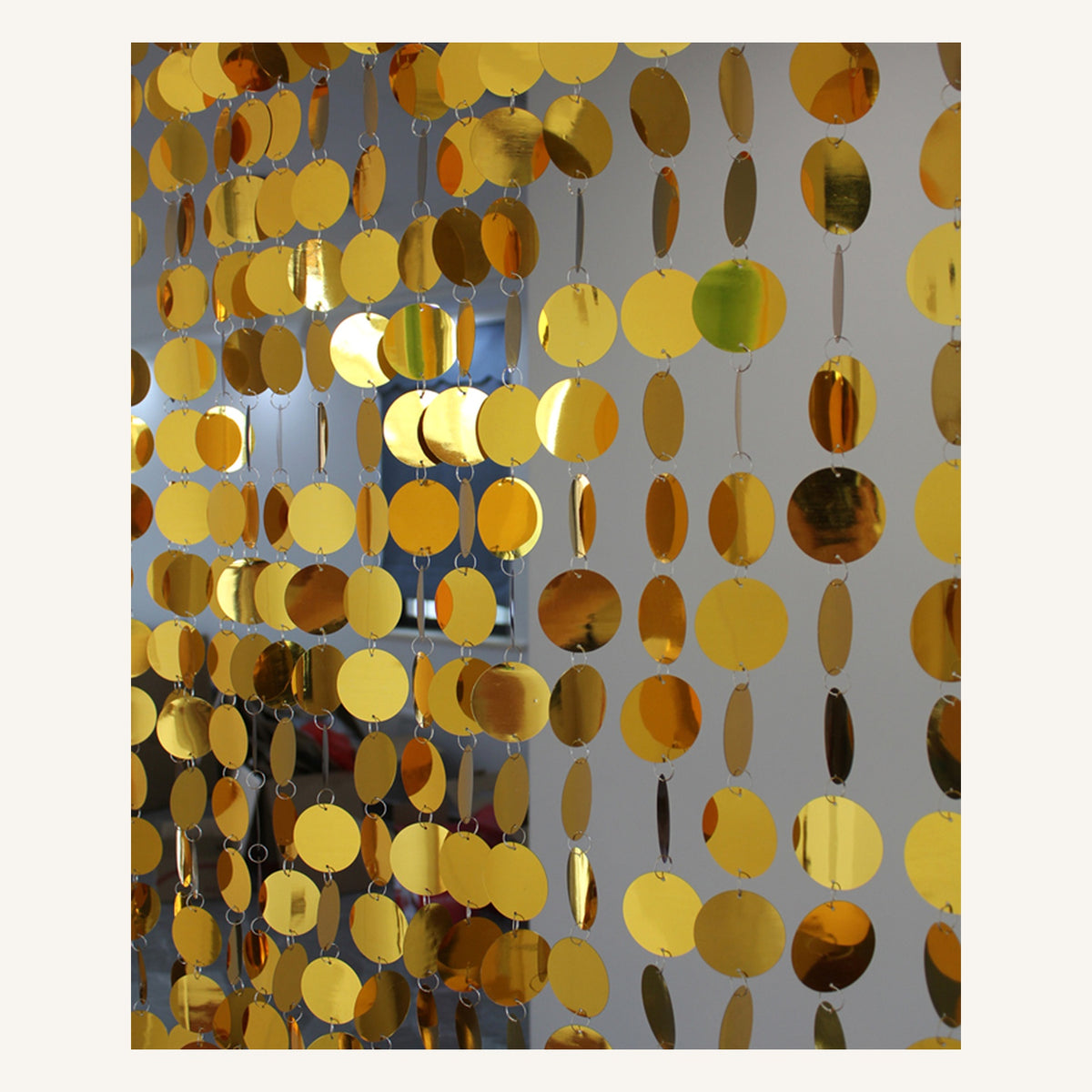 Rideau de fête à sequins ronds jaune, modèle Rond jaune