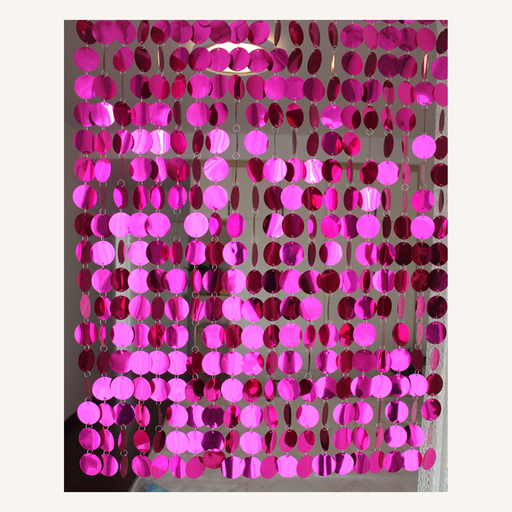 Rideau de fête à sequins ronds rose, modèle Rond rose