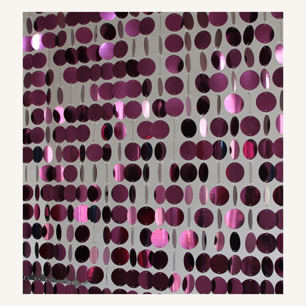 Rideau de fête à sequins ronds vin rouge, modèle Rond vin rouge