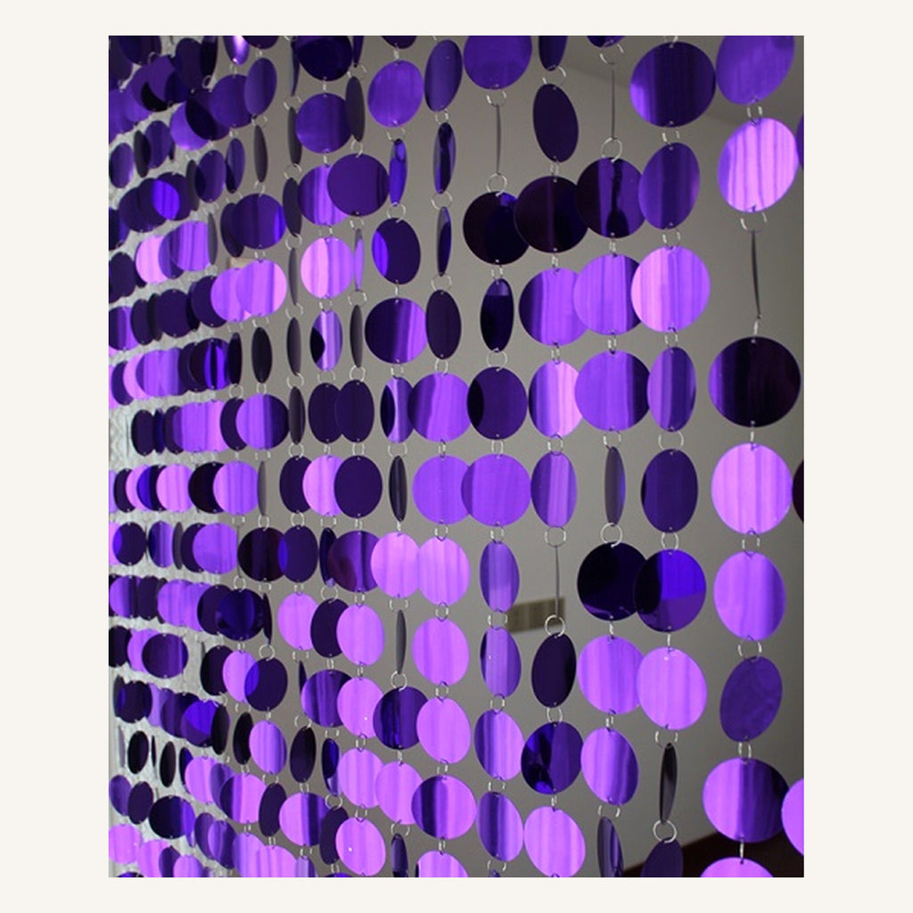 Rideau de fête à sequins ronds violet clair, modèle Rond violet clair