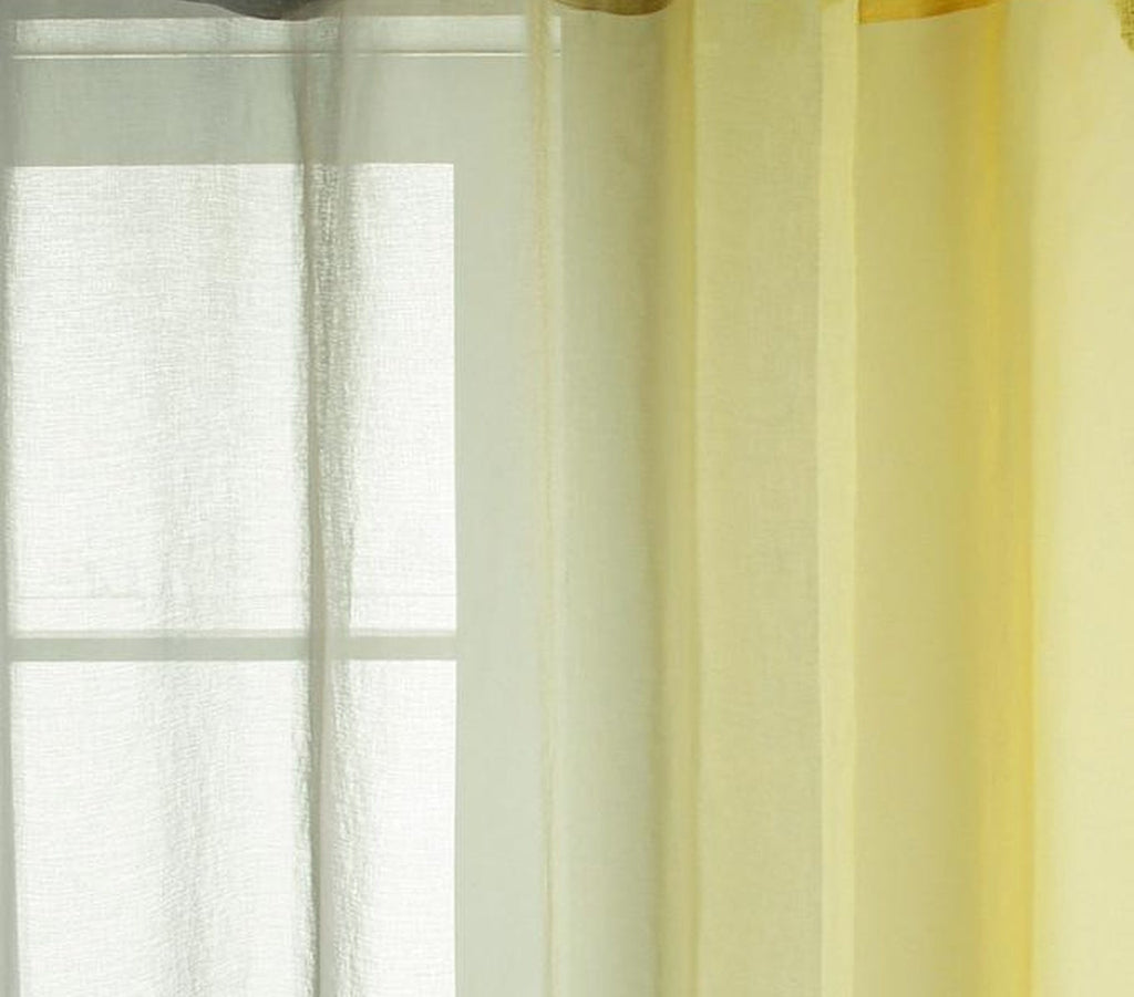 Rideau transparent en tulle dégradé gris et jaune