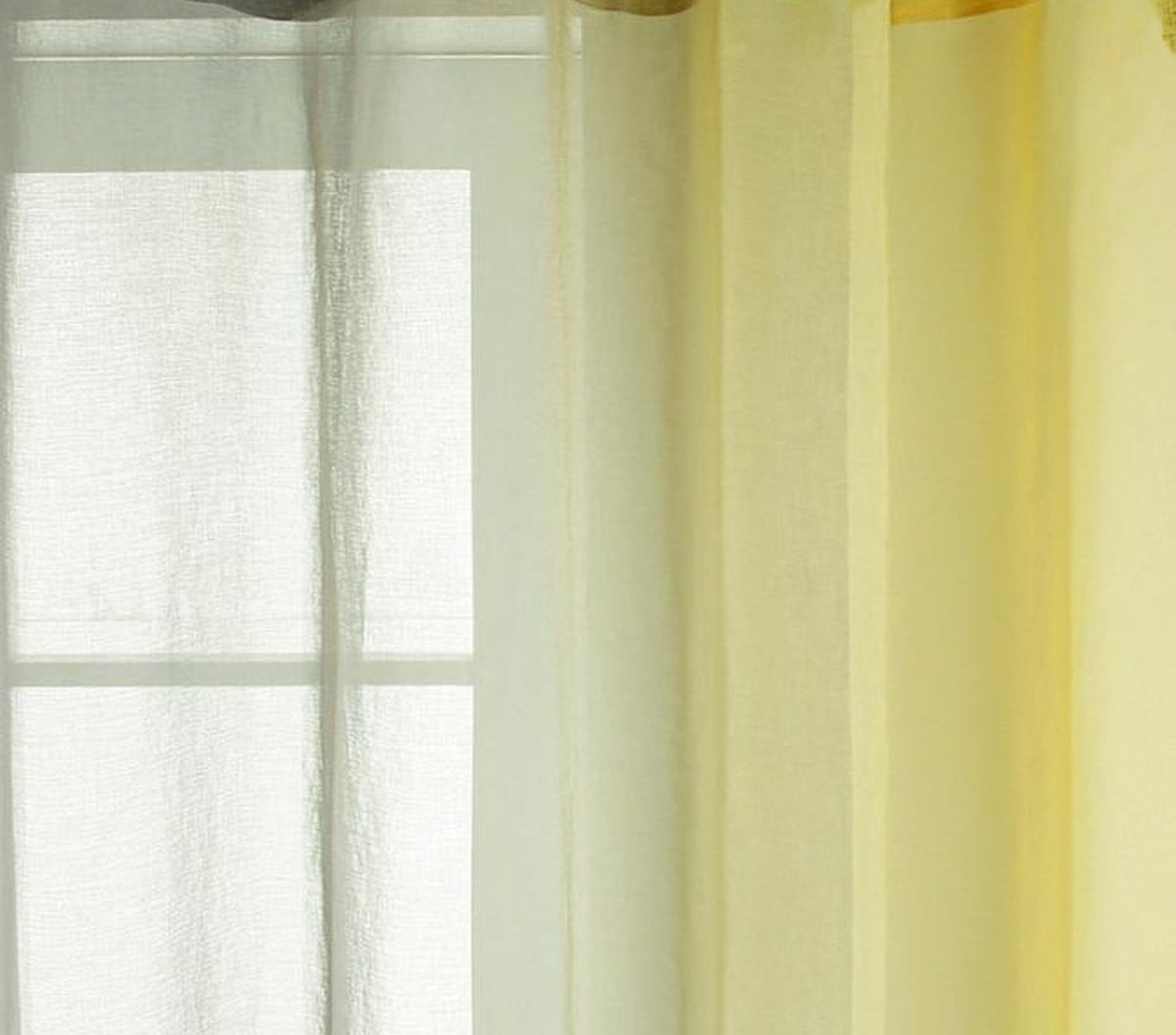 Rideau transparent en tulle dégradé gris et jaune