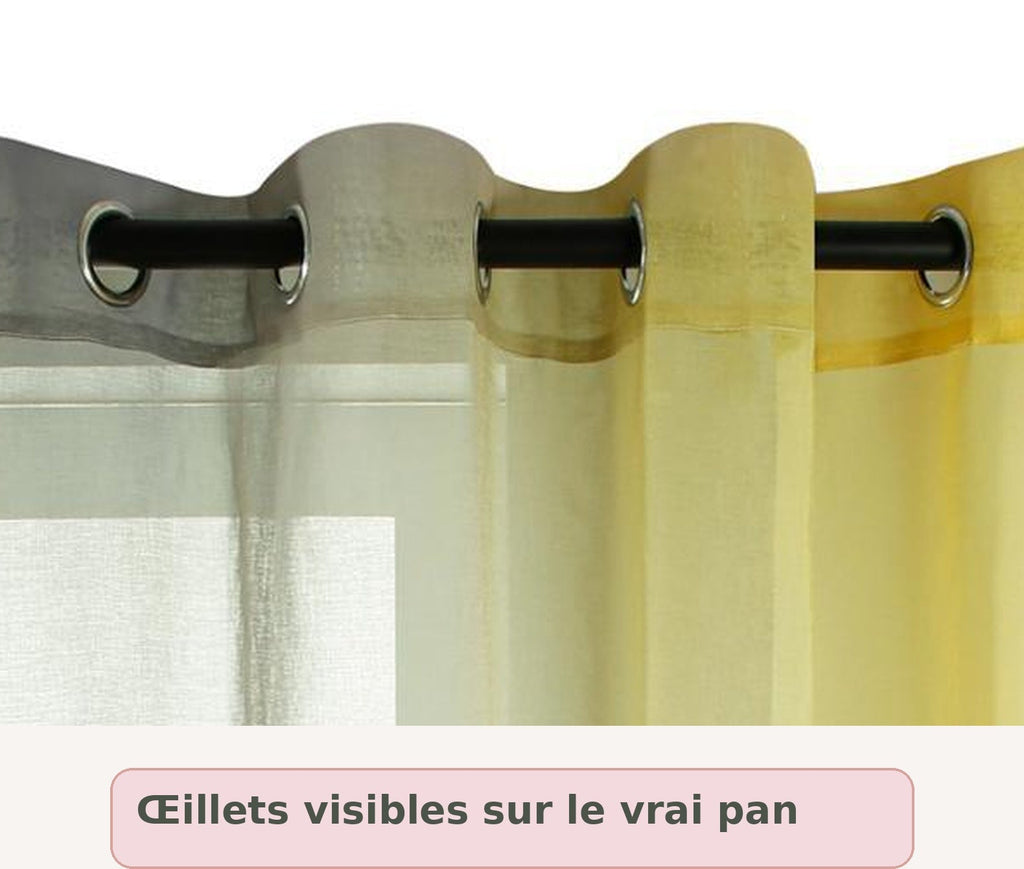 Rideau transparent en tulle dégradé gris et jaune
