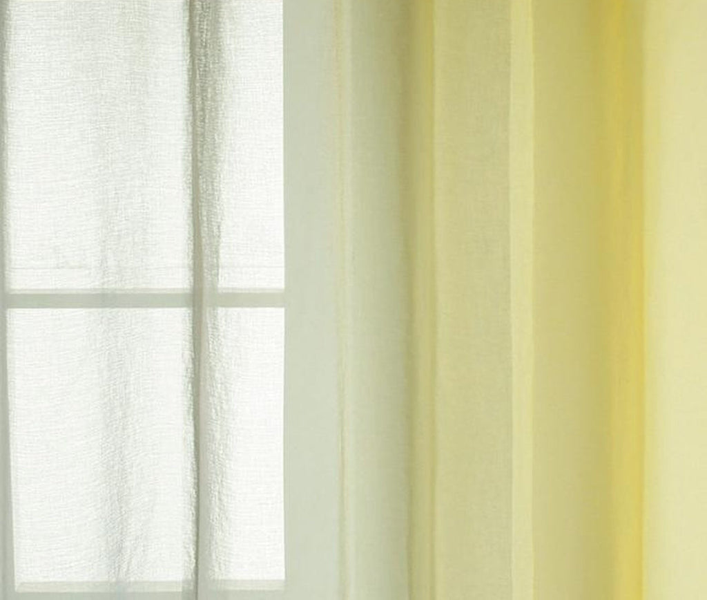 Rideau transparent en tulle dégradé gris et jaune