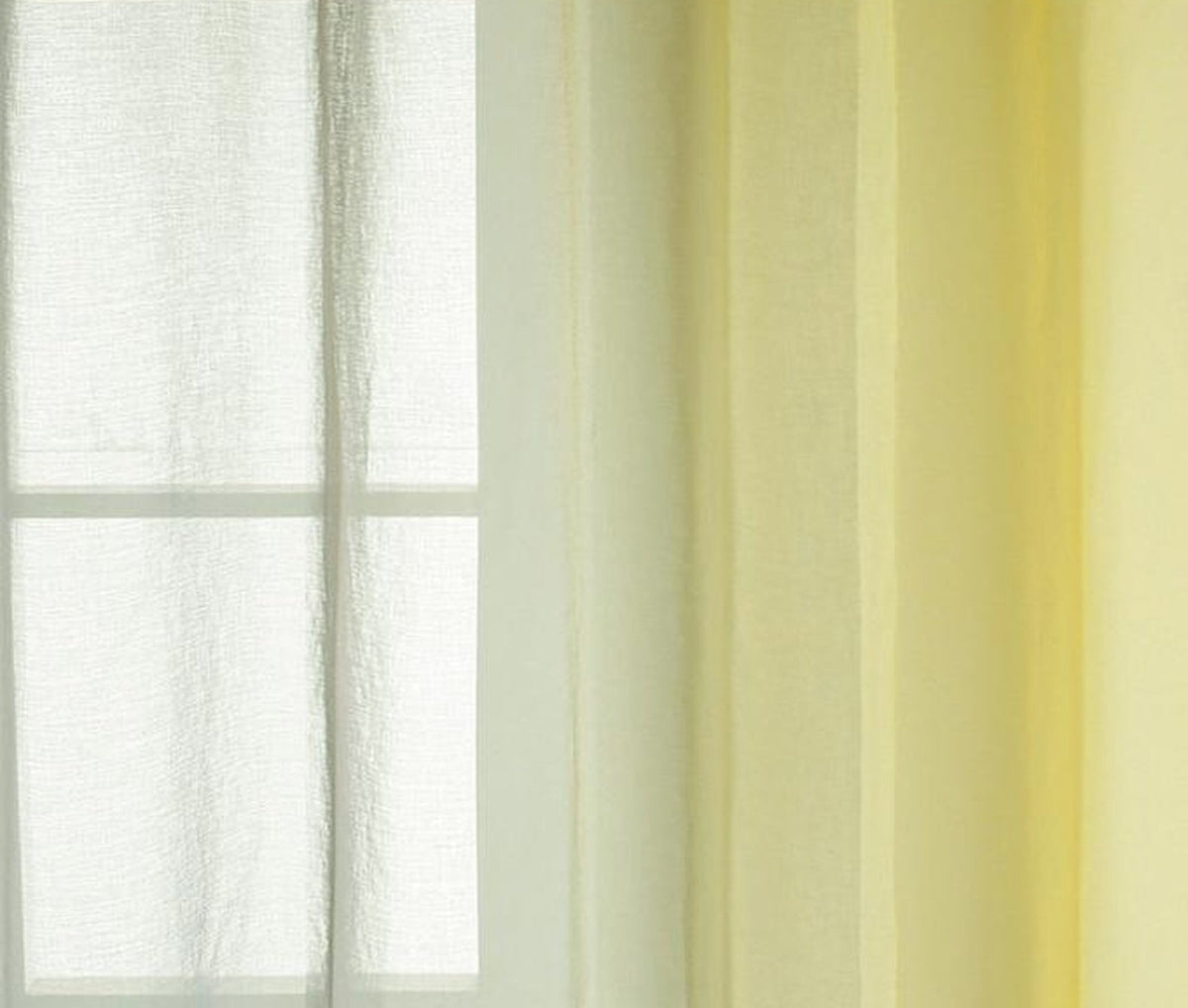 Rideau transparent en tulle dégradé gris et jaune