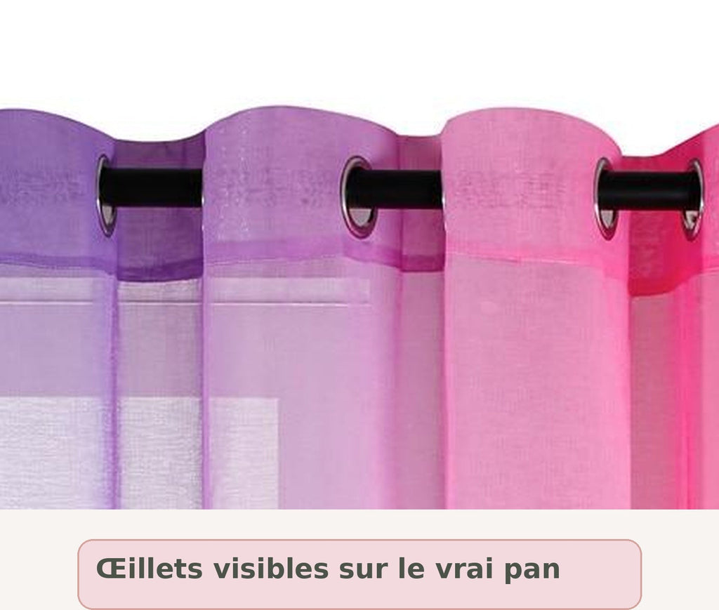 Rideau transparent en tulle dégradé violet et rose