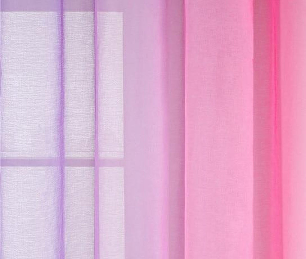 Rideau transparent en tulle dégradé violet et rose