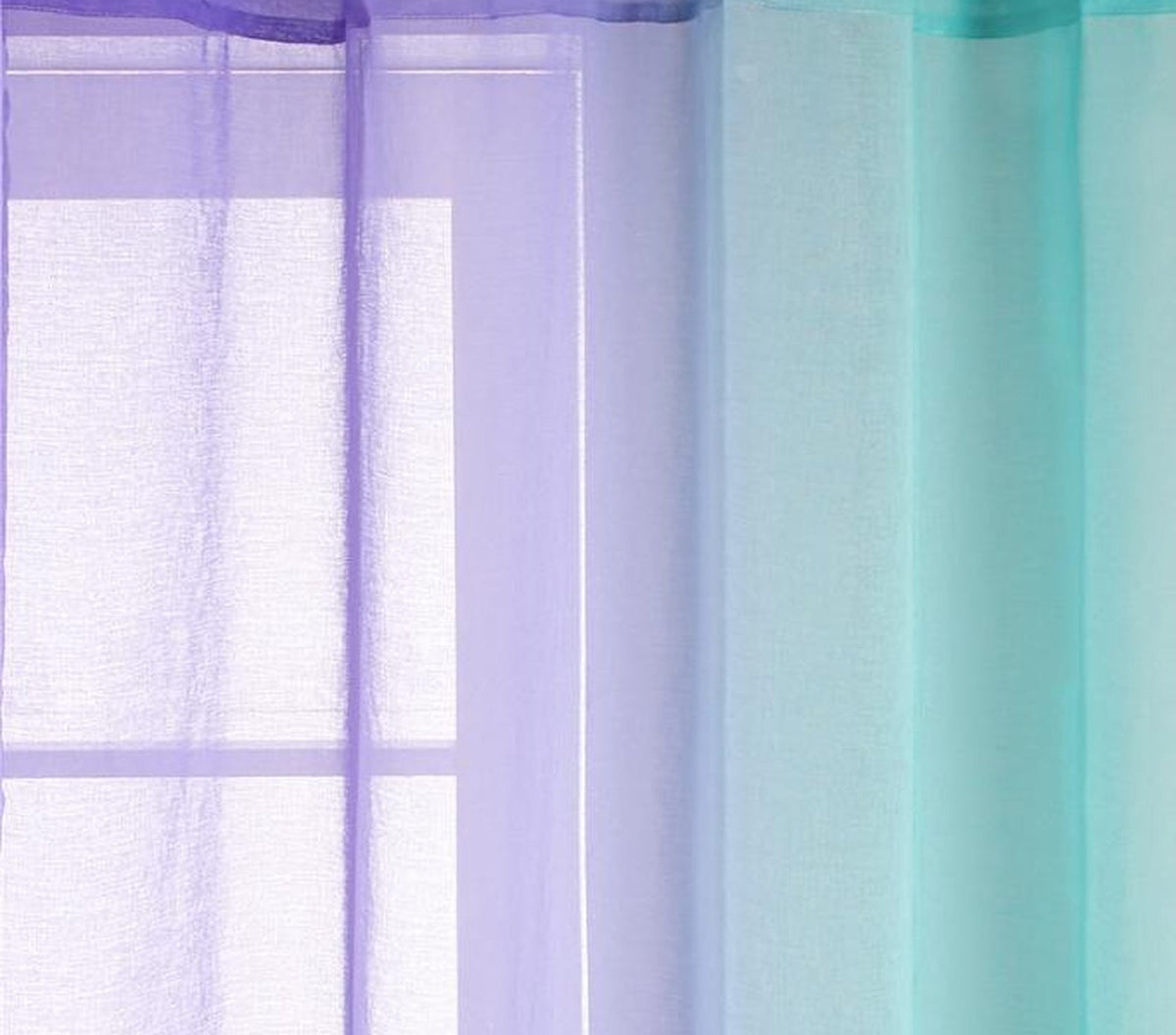 Rideau transparent en tulle dégradé violet et vert