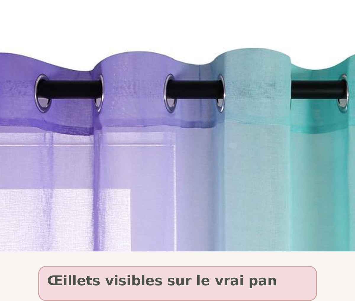 Rideau transparent en tulle dégradé violet et vert