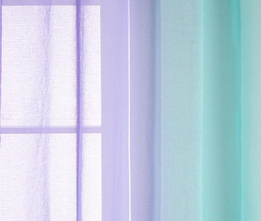 Rideau transparent en tulle dégradé violet et vert