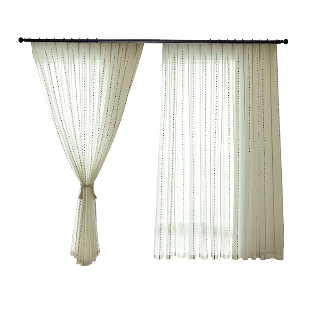 Voilage en tulle à broderies colorées, vue 7