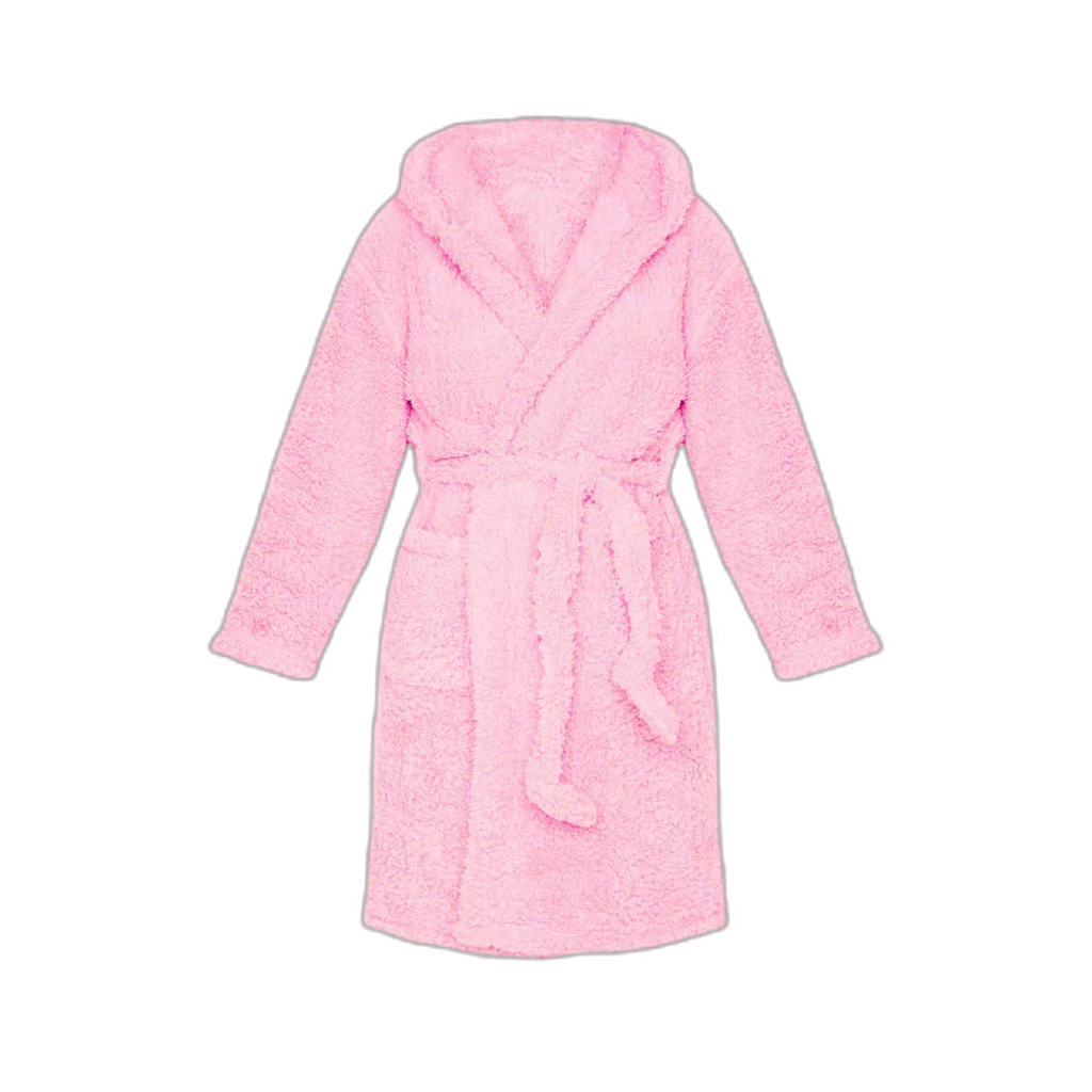 Robe de chambre Rose à capuche oreilles détourée avec sa ceinture
