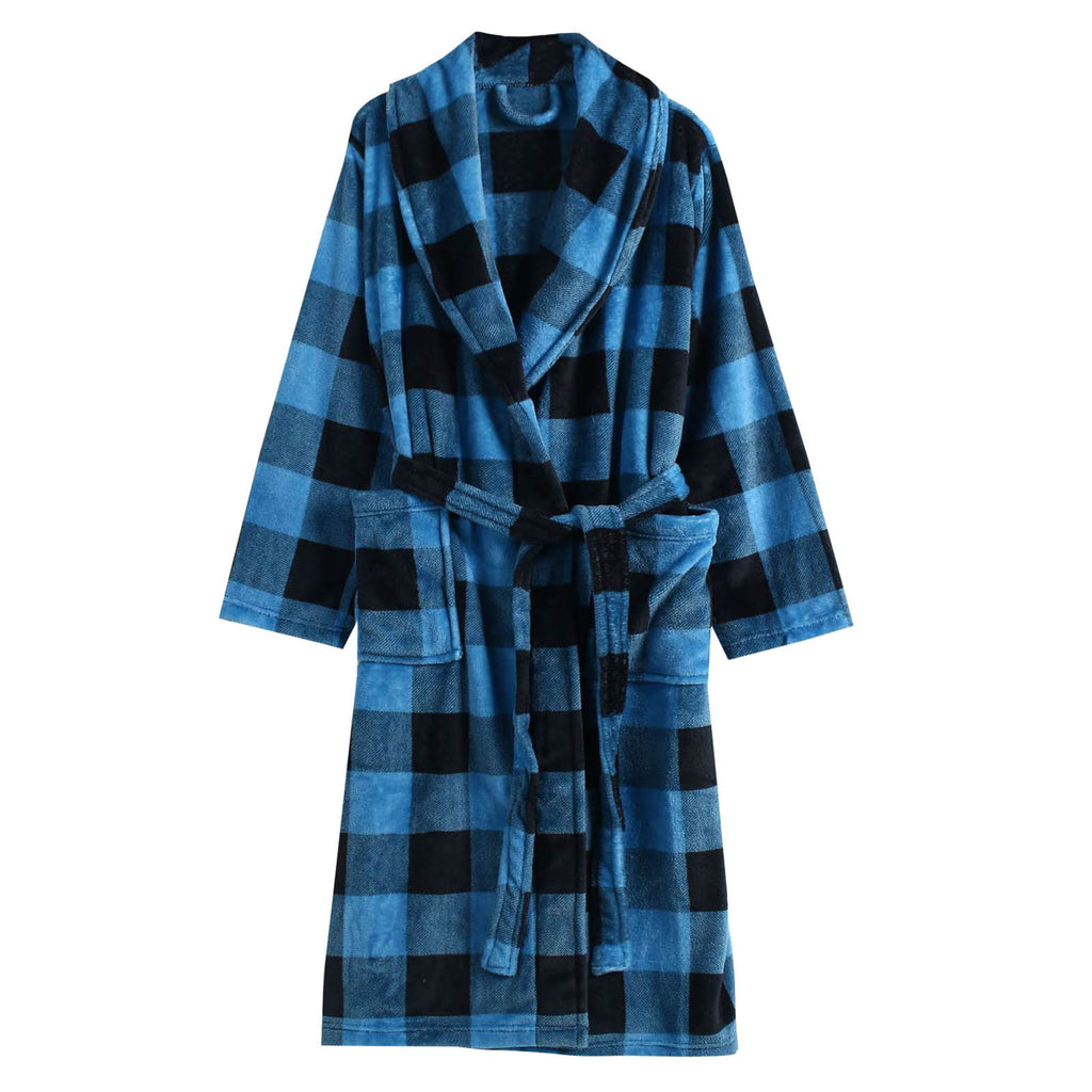 Photo fournisseur de la robe de chambre polaire bleu et noir à carreaux