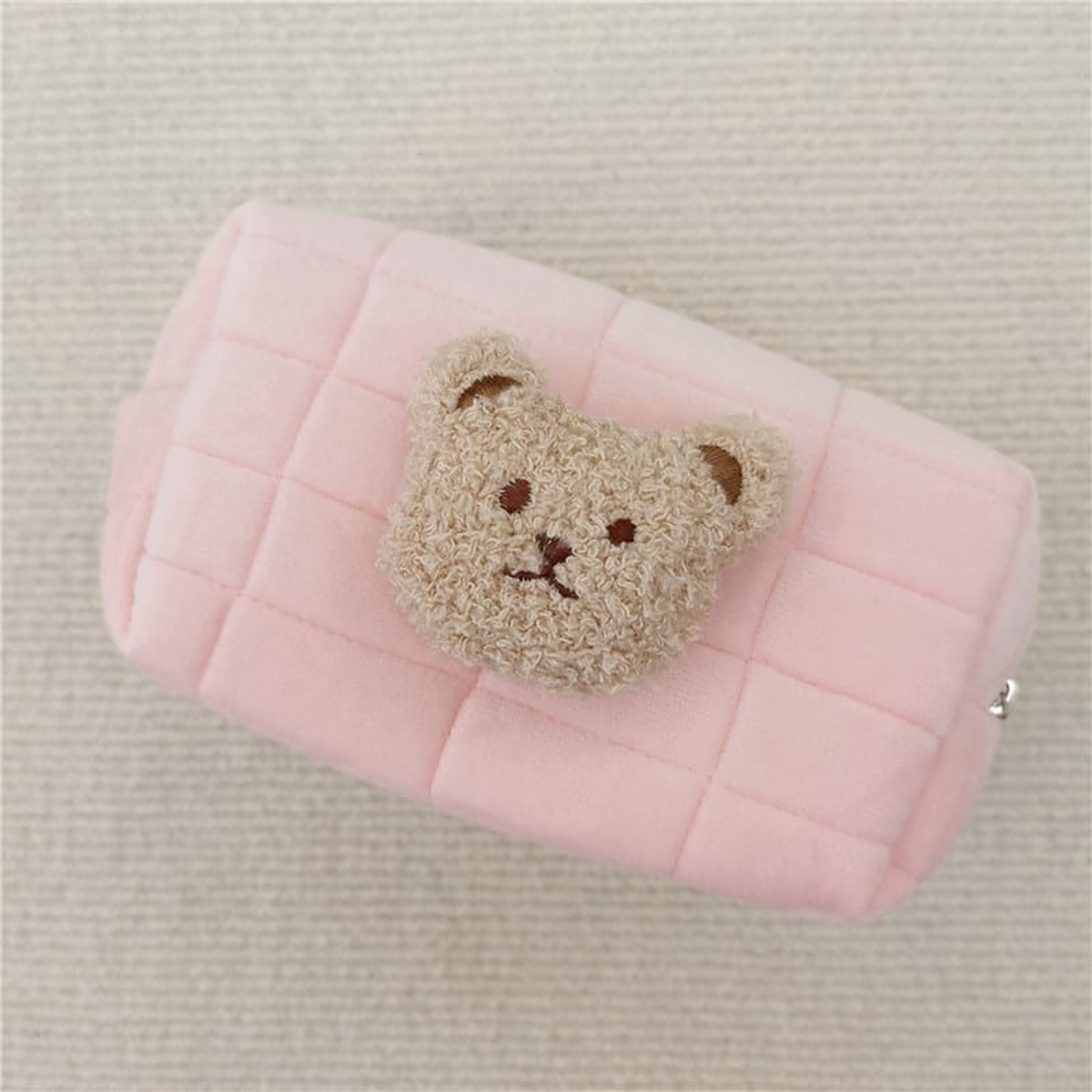 Trousse de toilette matelassée rose pâle