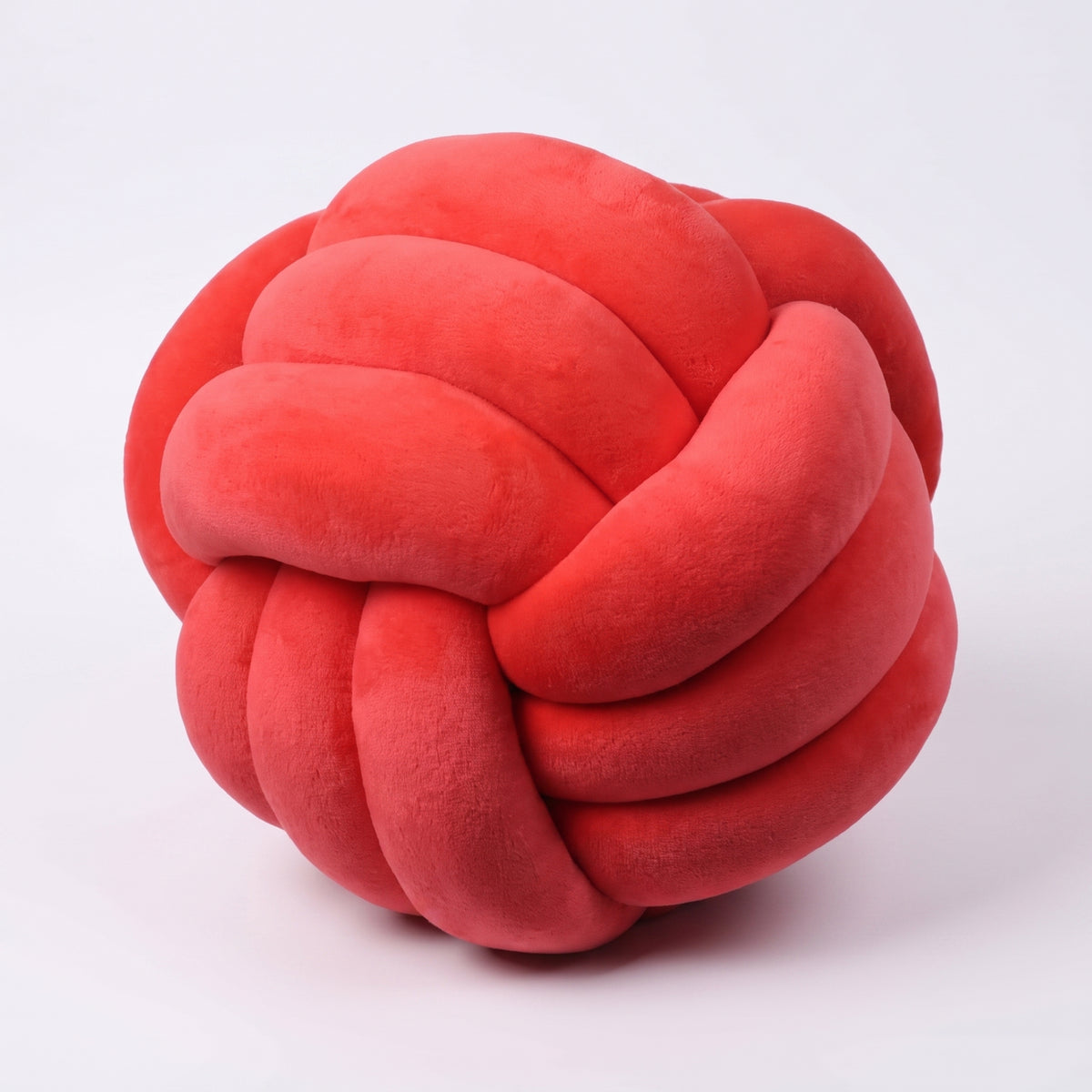 Coussin nœud en velours rouge clair, boule tressée de 20 cm