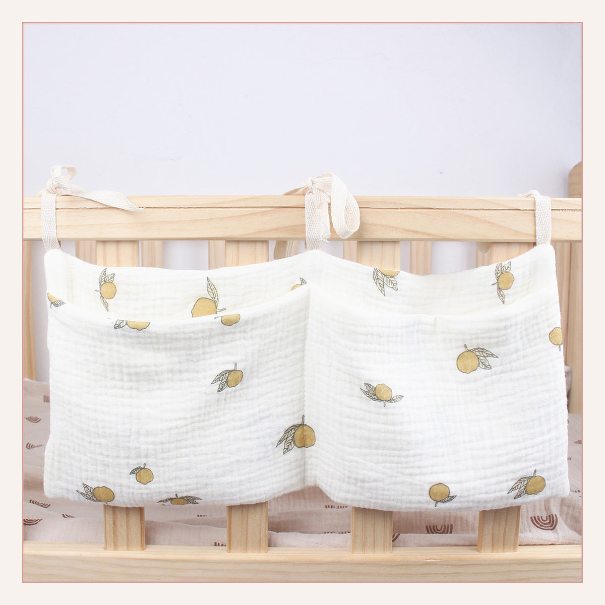 Sac de rangement lit bébé modèle 1 à citrons jaunes