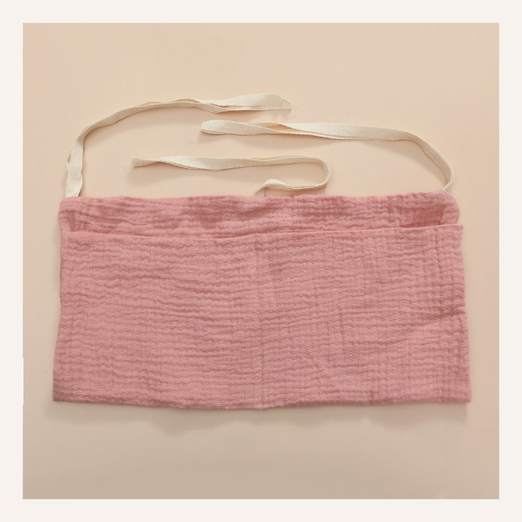 Sac de rangement pour lit bébé rose foncé avec trois liens écrus