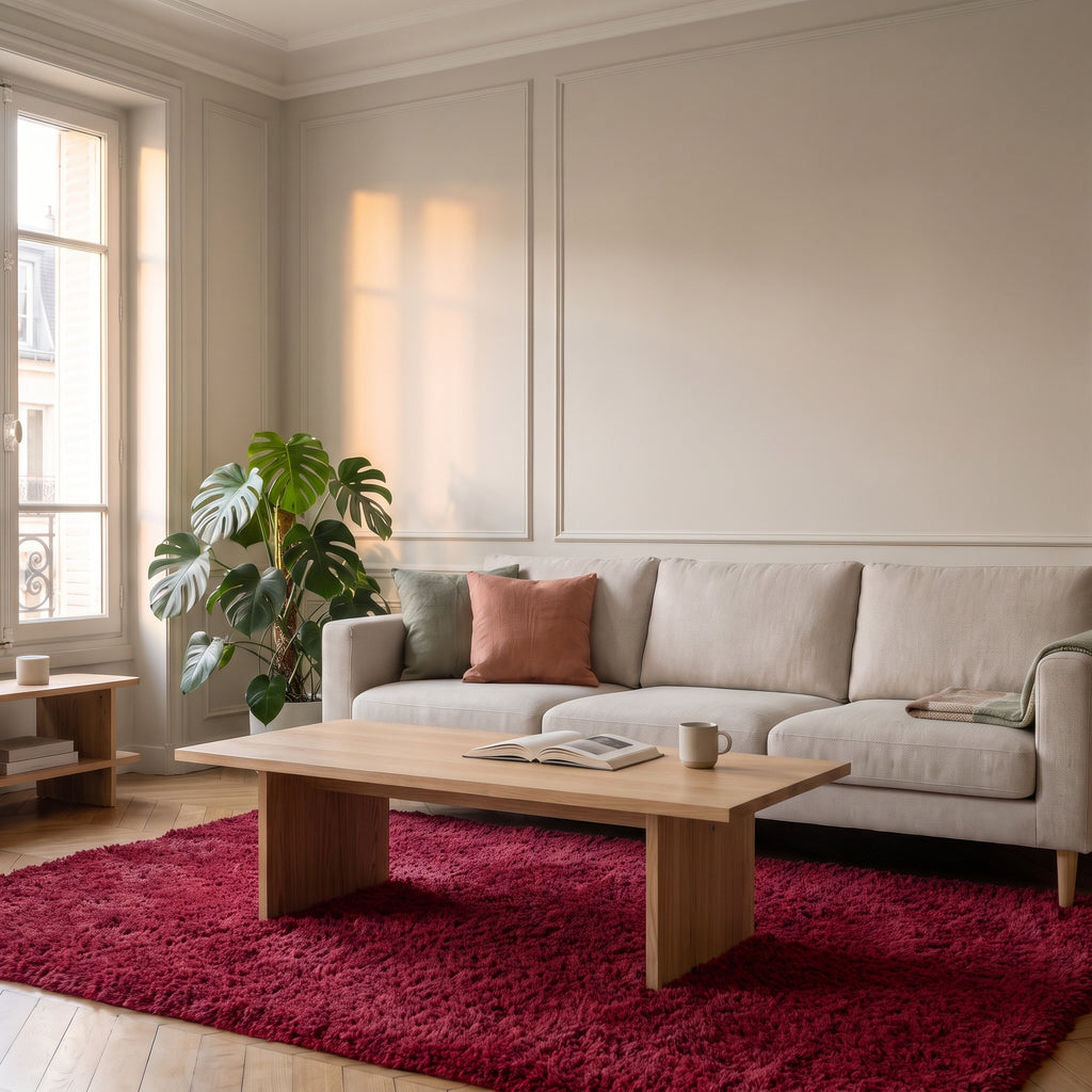Grand tapis pelucheux nordique - salon - Bordeaux
