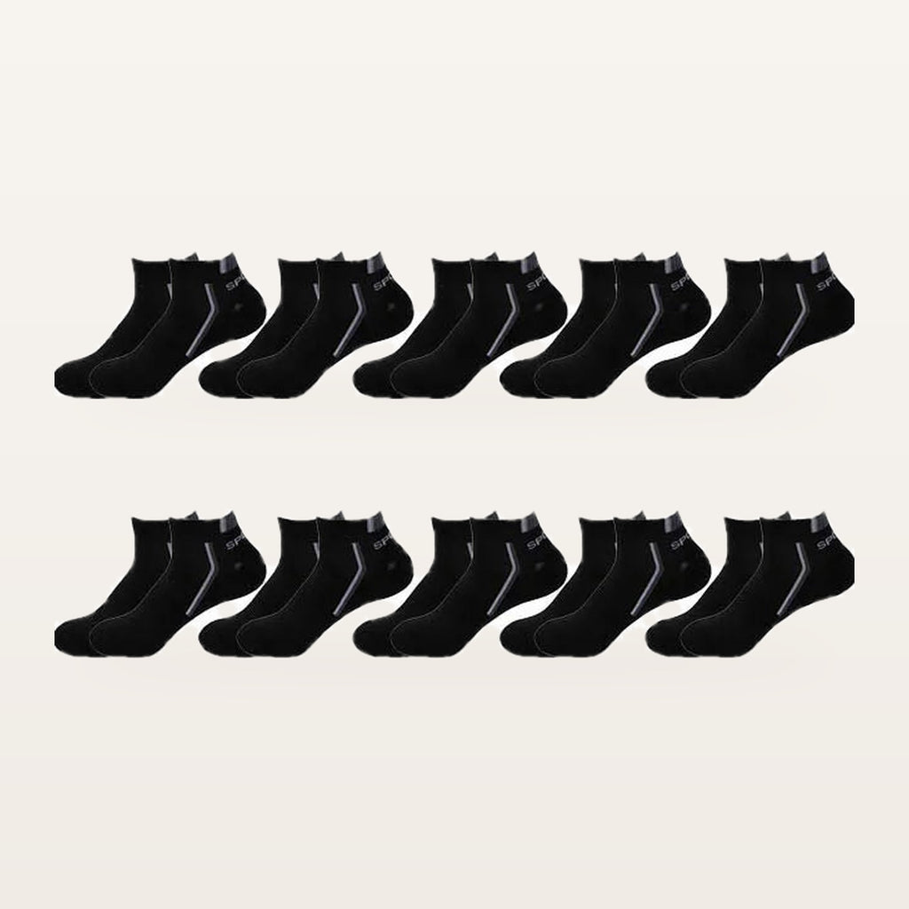Lot de dix paires de socquettes de sport homme, noires