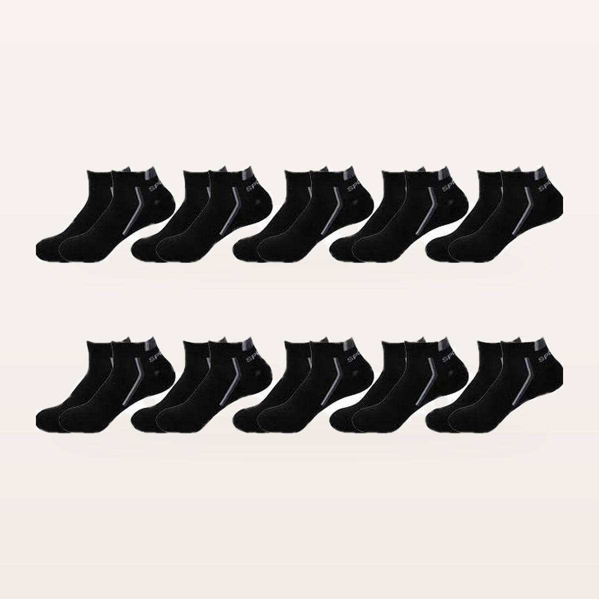 Lot de dix paires de socquettes de sport homme, noires