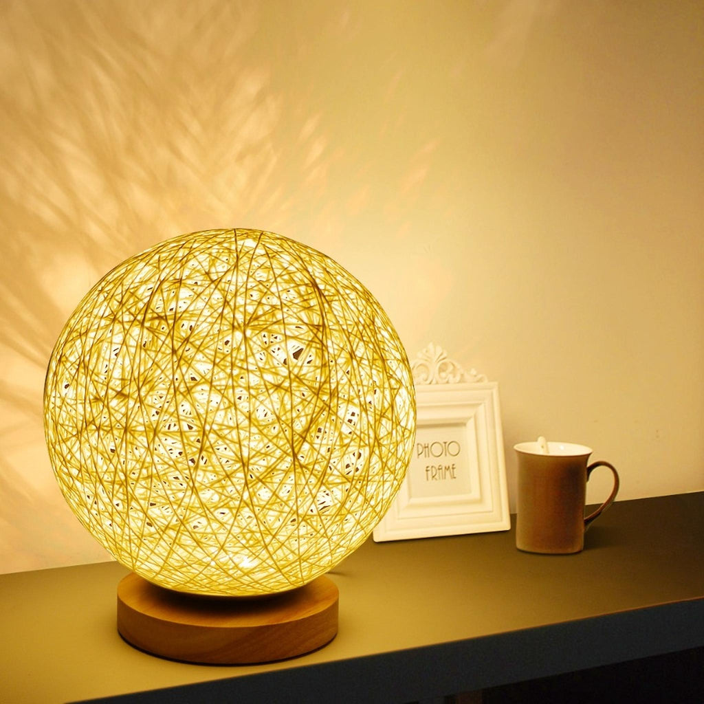 Tressage en osier de la lampe ronde, gros plan