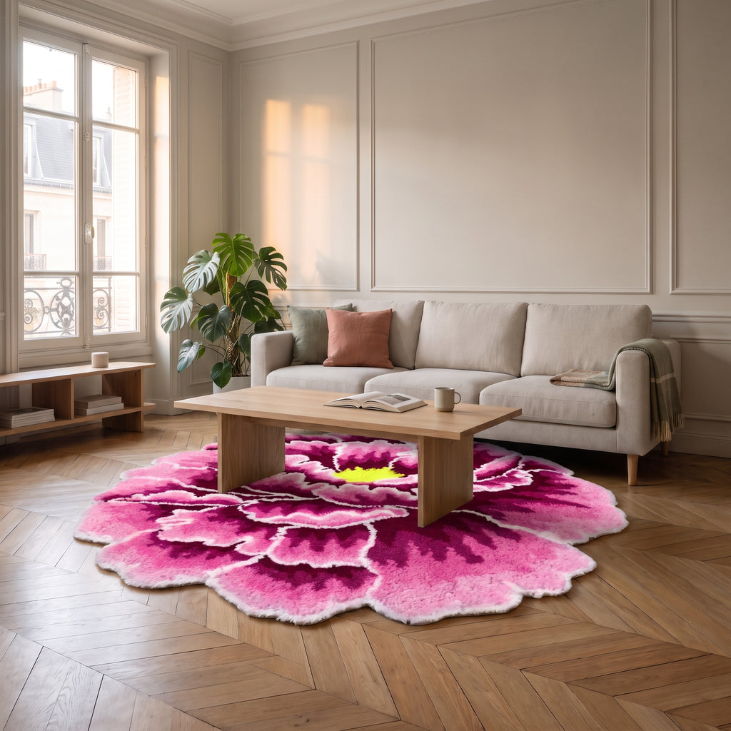 Tapis en forme de pivoine vue d'ensemble