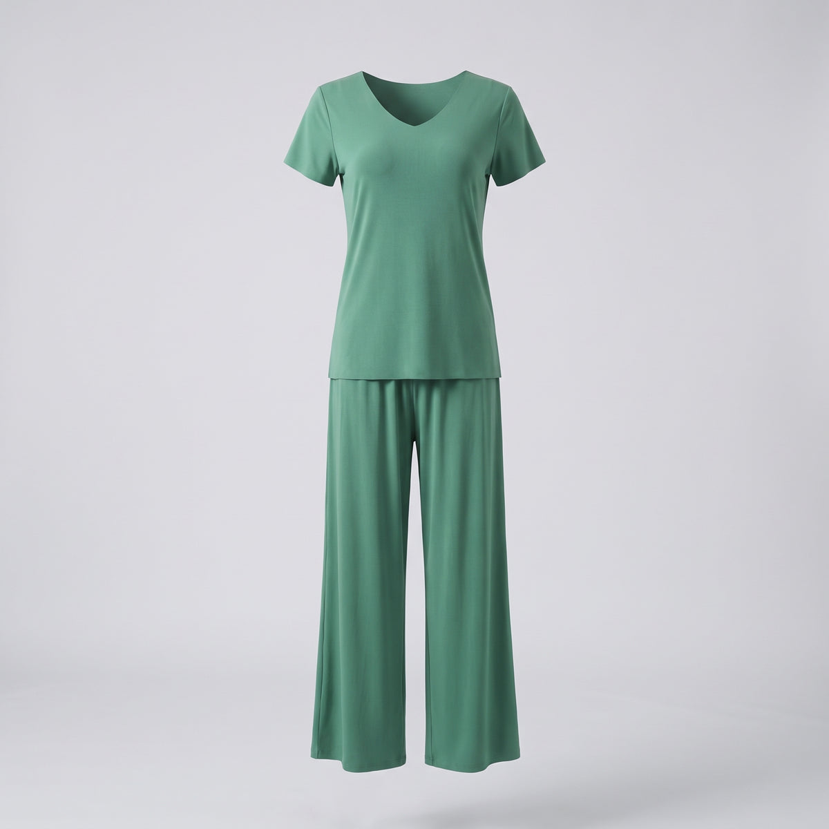Pyjama mi-saison vert, vue silhouette sans mannequin
