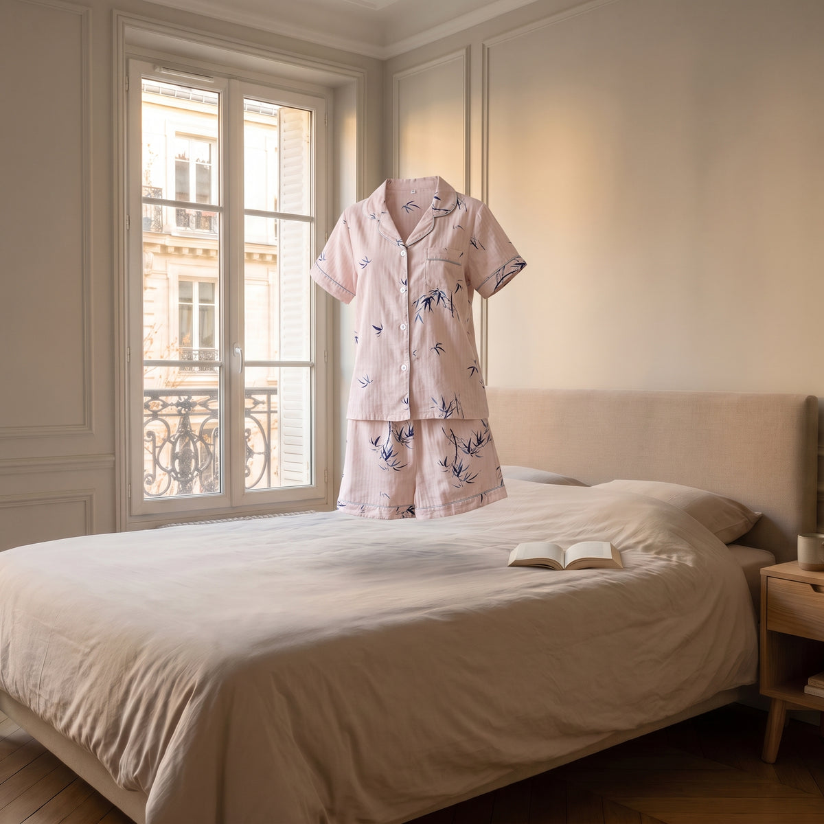 Pyjama court en coton à motifs coupe sans mannequin