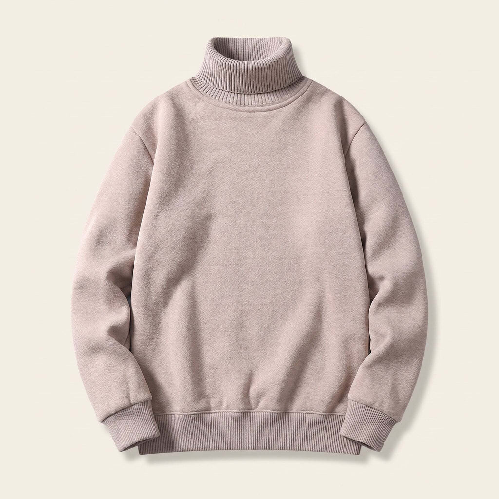 Pull col roulé polaire beige présenté seul