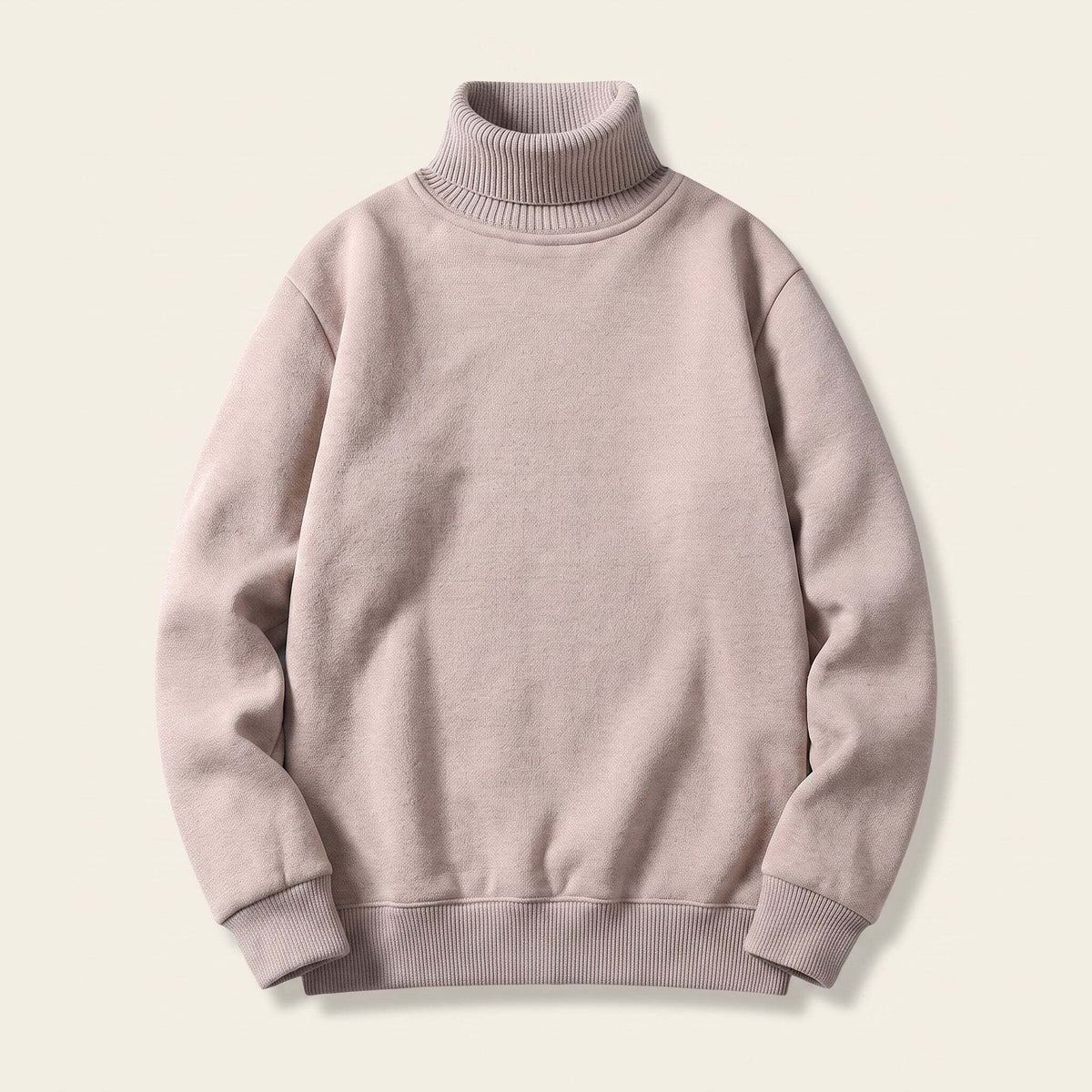 Pull col roulé polaire beige présenté seul