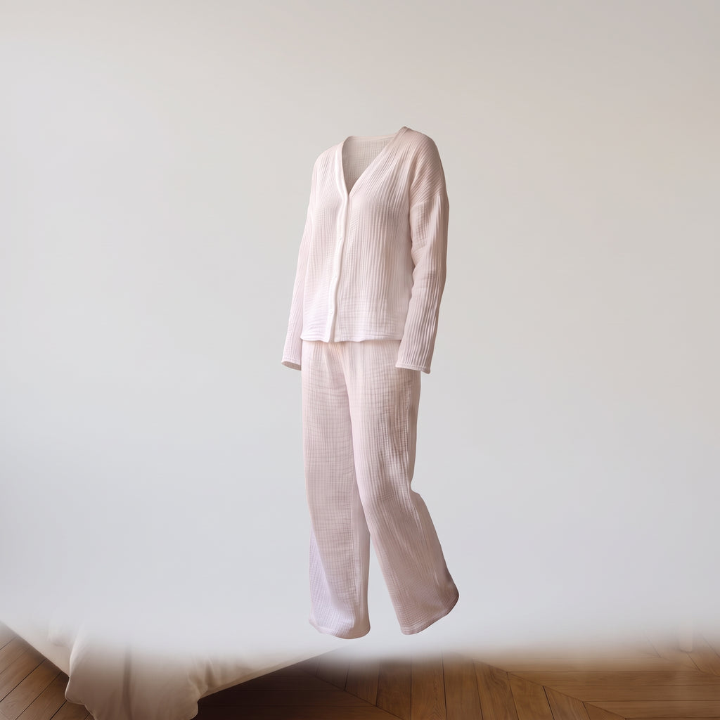 Ensemble en gaze de coton blanc sans mannequin