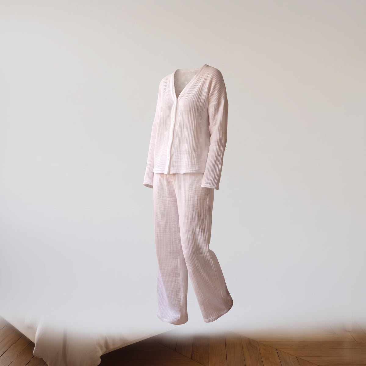 Ensemble en gaze de coton blanc sans mannequin