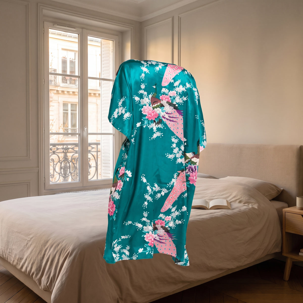 Robe longue en satin à fleurs coupe sans mannequin