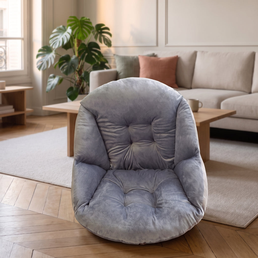 Coussin de sol gris à dossier, vu seul