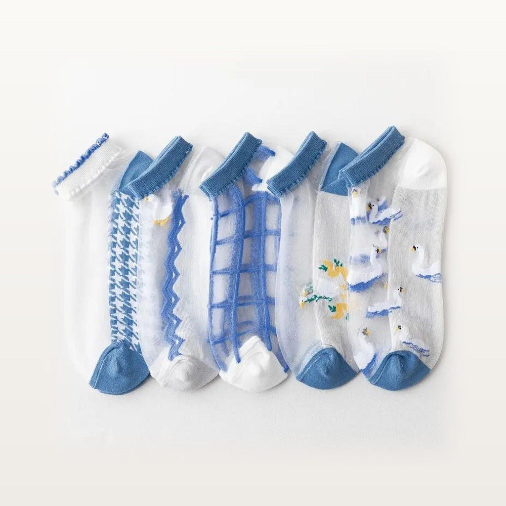 Chaussettes transparentes, détail du voile de maille