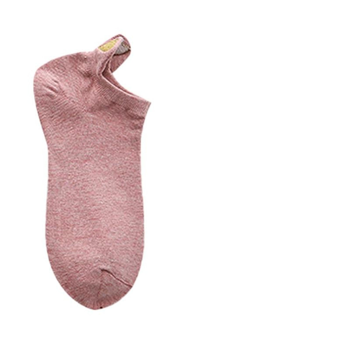 Chaussettes basses roses à cœur doré vue de face