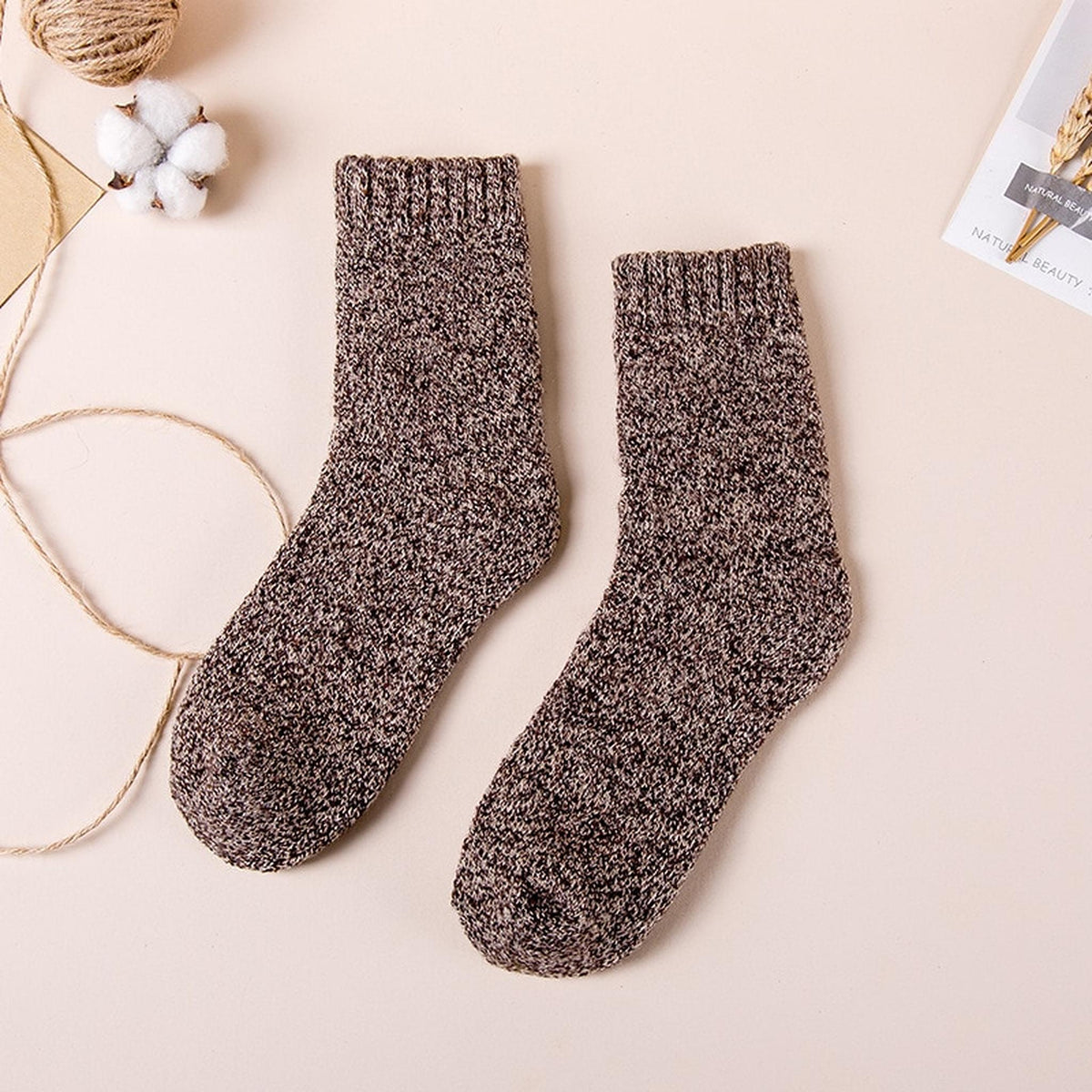 Chaussettes très épaisses chinées, détail de la maille