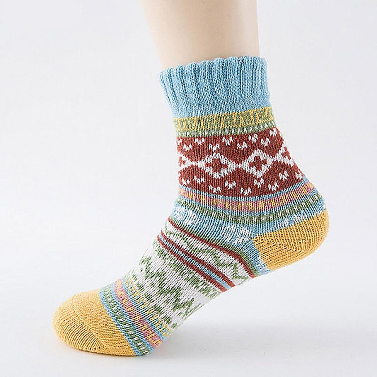 Chaussettes multicolores bleues à motifs vue de face