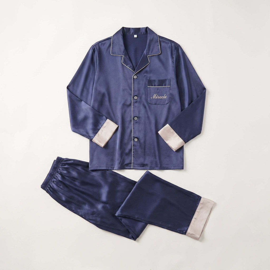Pyjama homme Miracle bleu posé à plat