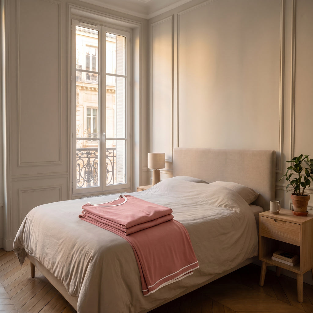 Pyjama coton et modal rose, vue de face
