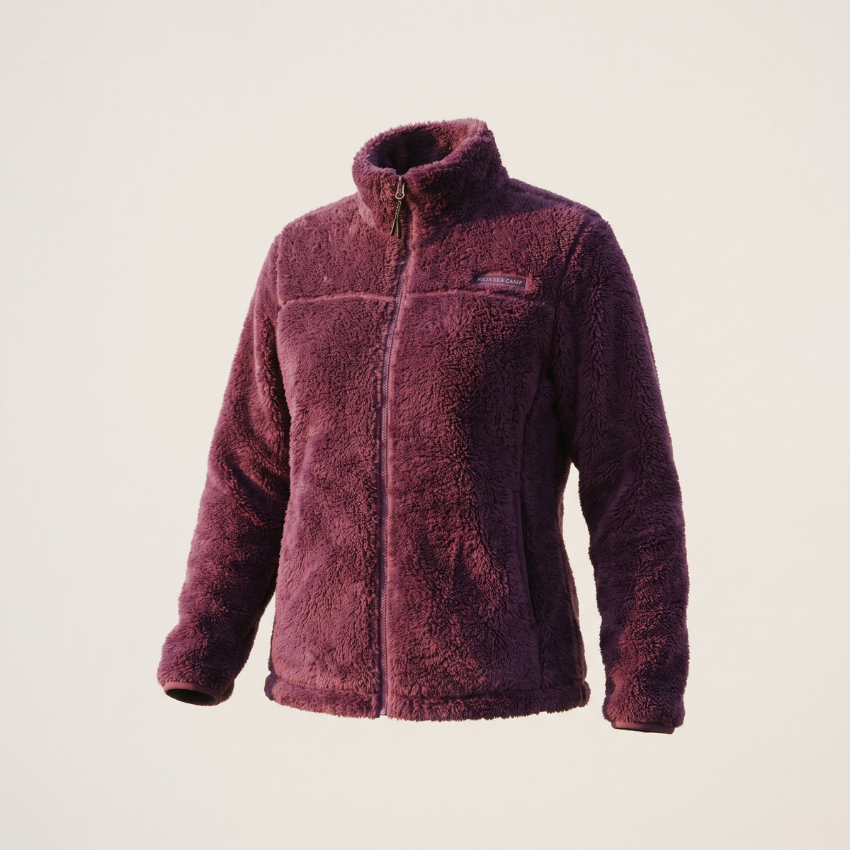 Veste polaire femme bordeaux zippée sur fond uni