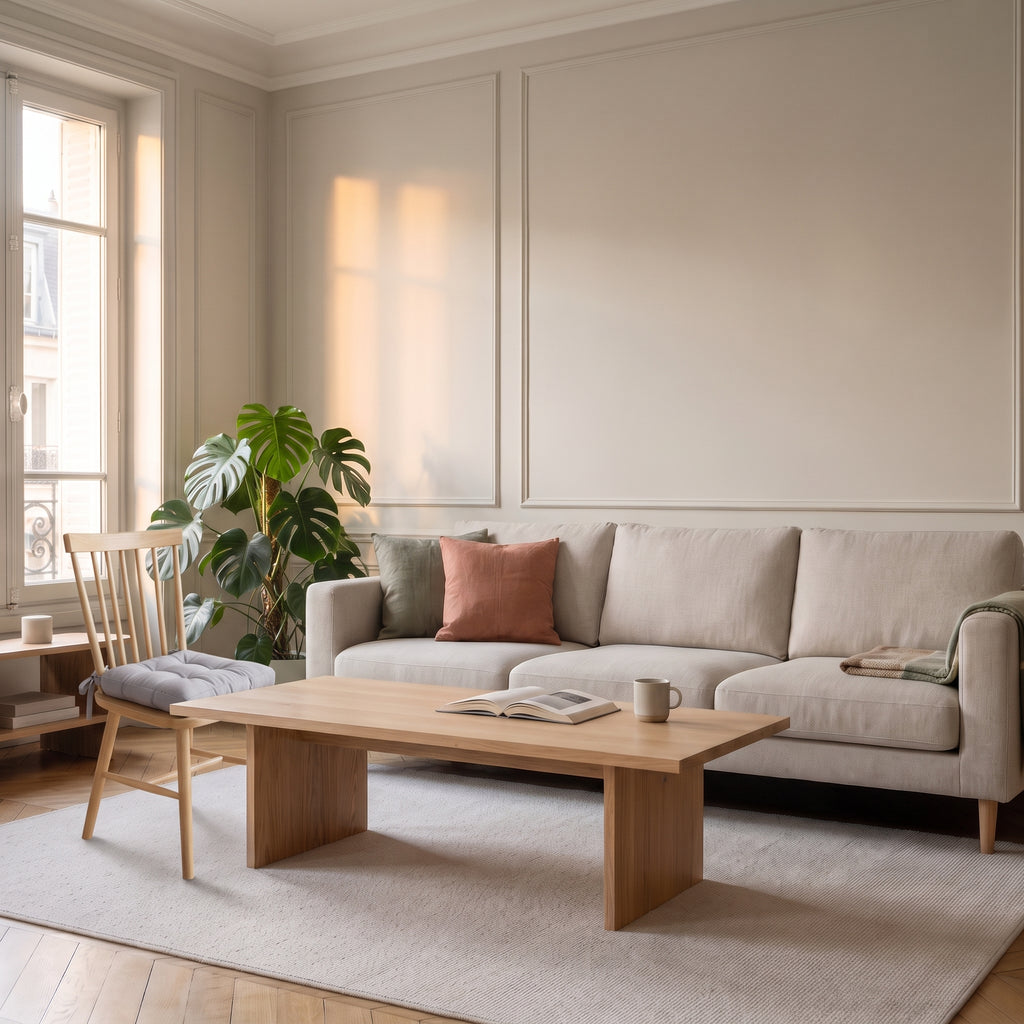 Coussin de chaise gris matelassé posé sur une chaise