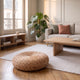 Pouf rond en fibre végétale tressée