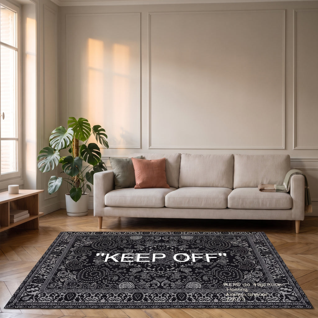 Tapis Keep Off posé à plat sur le sol d'un salon