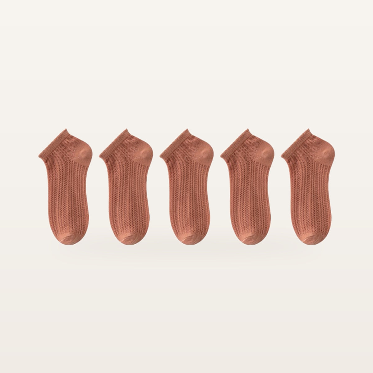 Lot de cinq paires de socquettes terracotta en maille ajourée