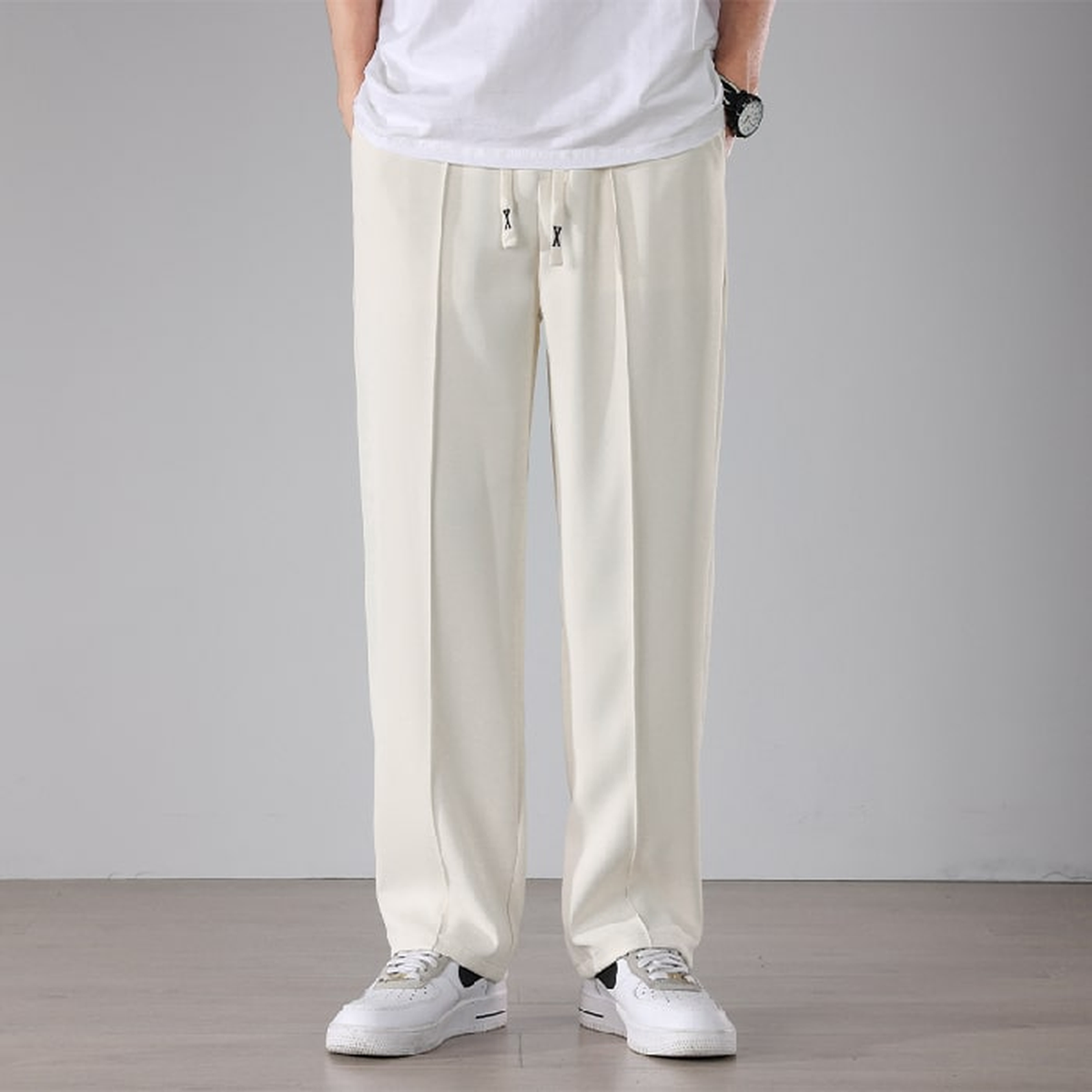 Pantalon d'intérieur fluide à coupe droite pour homme, coloris écru