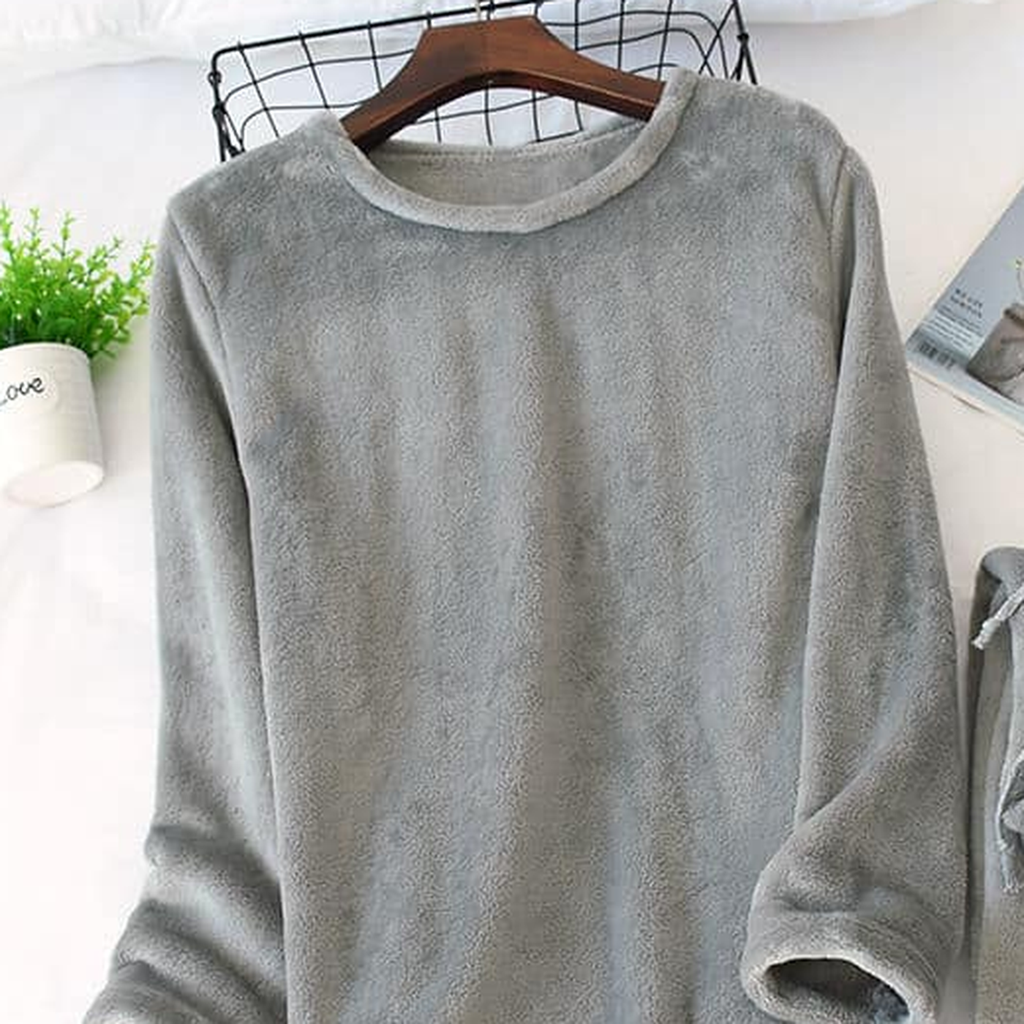 Pyjama d'hiver en flanelle polaire pour femme, coloris gris moyen