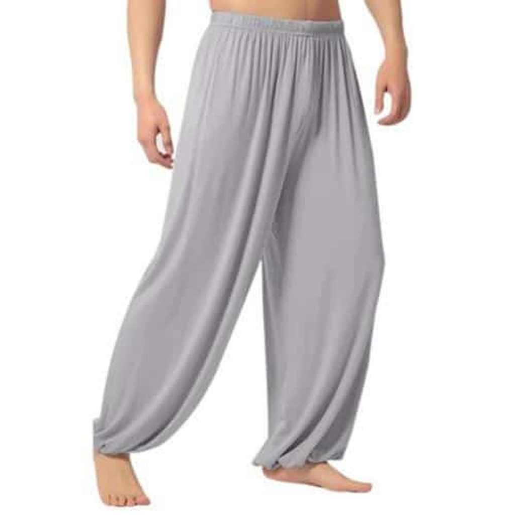 Pantalon sarouel de yoga pour homme, coloris gris clair