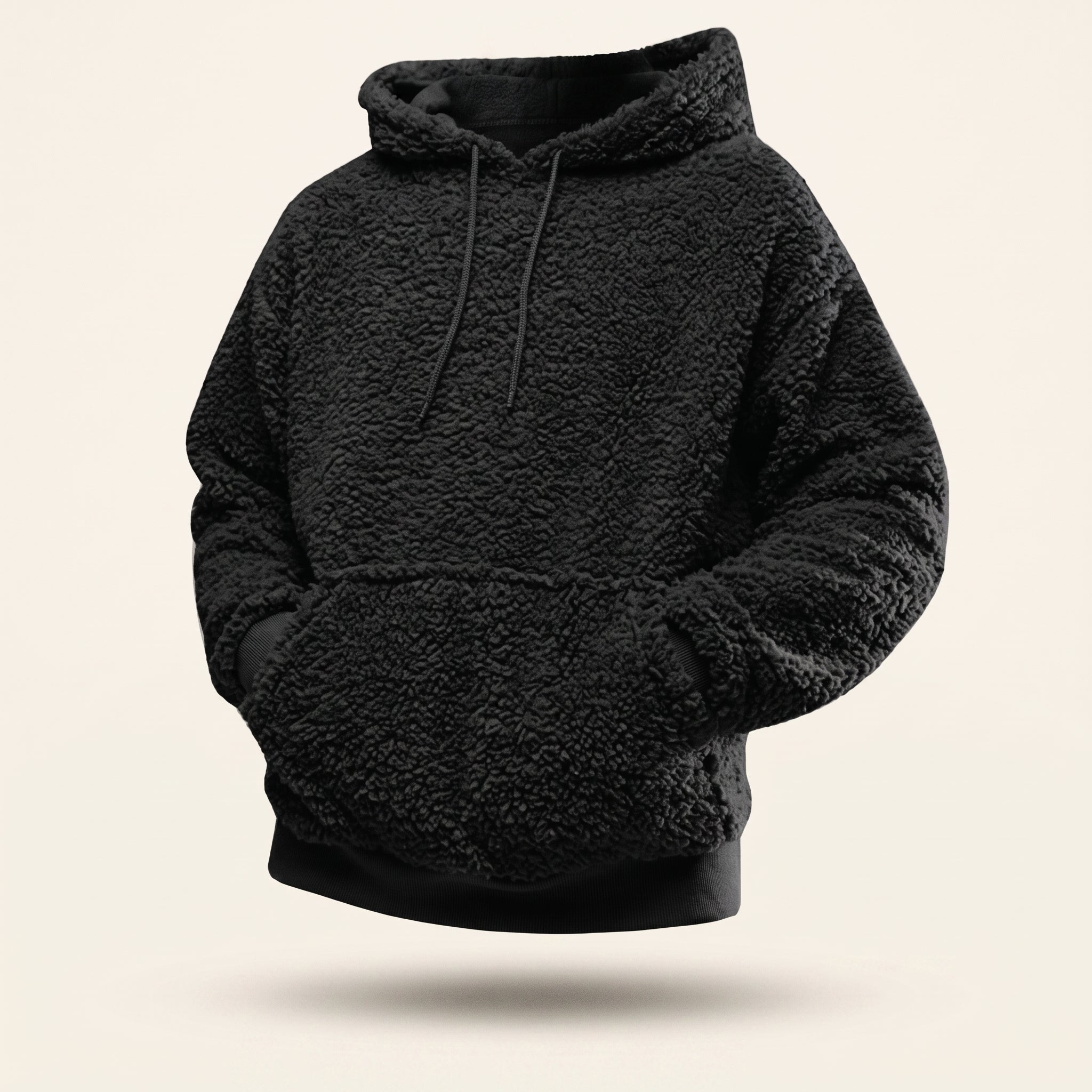 Sweat à capuche peluche noir sur mannequin invisible Image